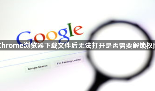 Chrome浏览器下载文件后无法打开是否需要解锁权限1